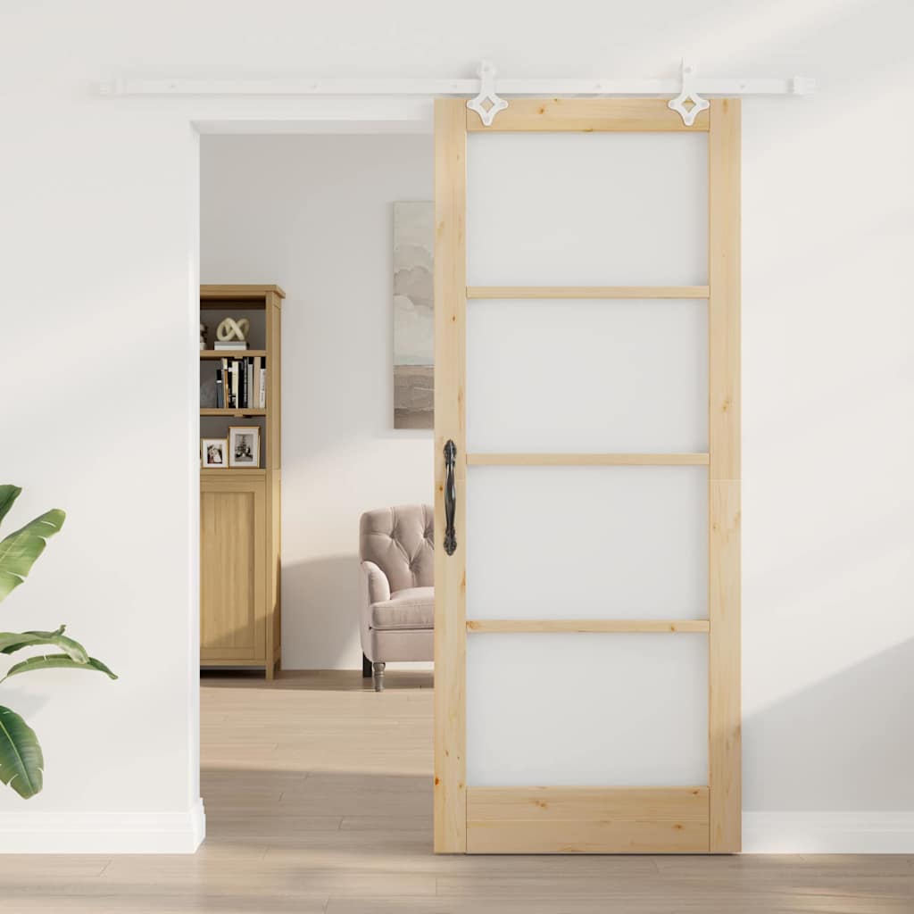 Sliding Door Manual Brown 86 x 211 cm Wood and metal