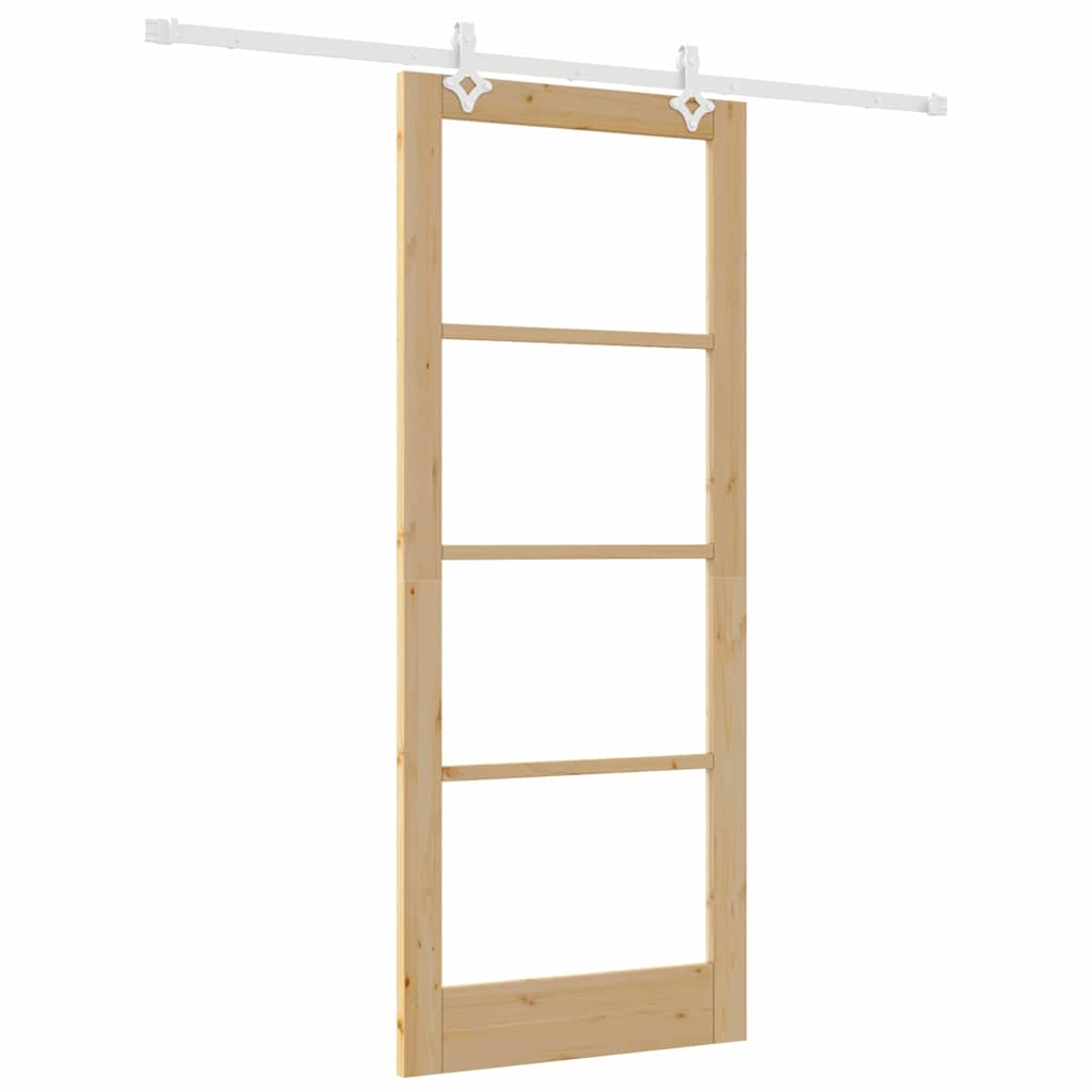 Sliding Door Manual Brown 86 x 211 cm Wood and metal