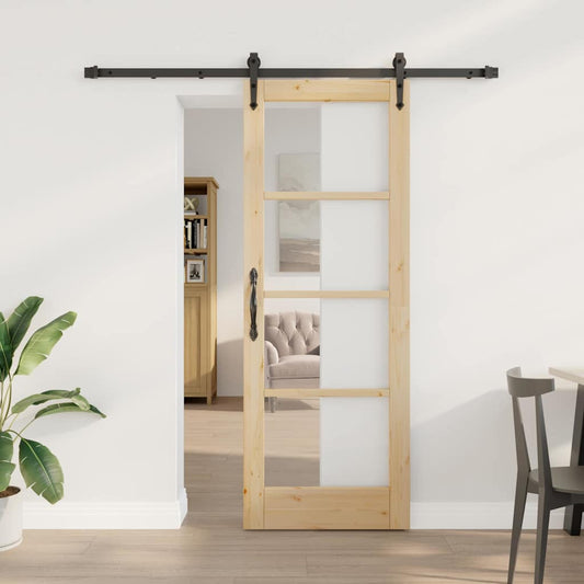 Sliding Door Manual Brown 73.5 x 198.5 cm Wood and metal