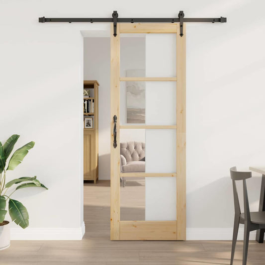 Sliding Door Manual Brown 73.5 x 211 cm Wood and metal