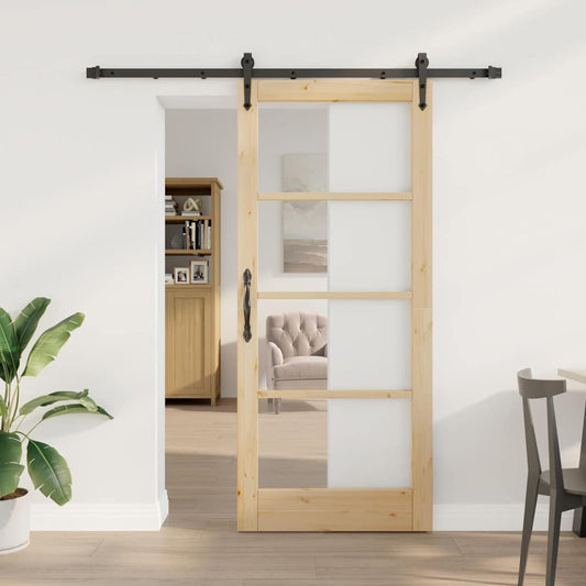 Sliding Door Manual Brown 78 x 202 cm Wood and metal