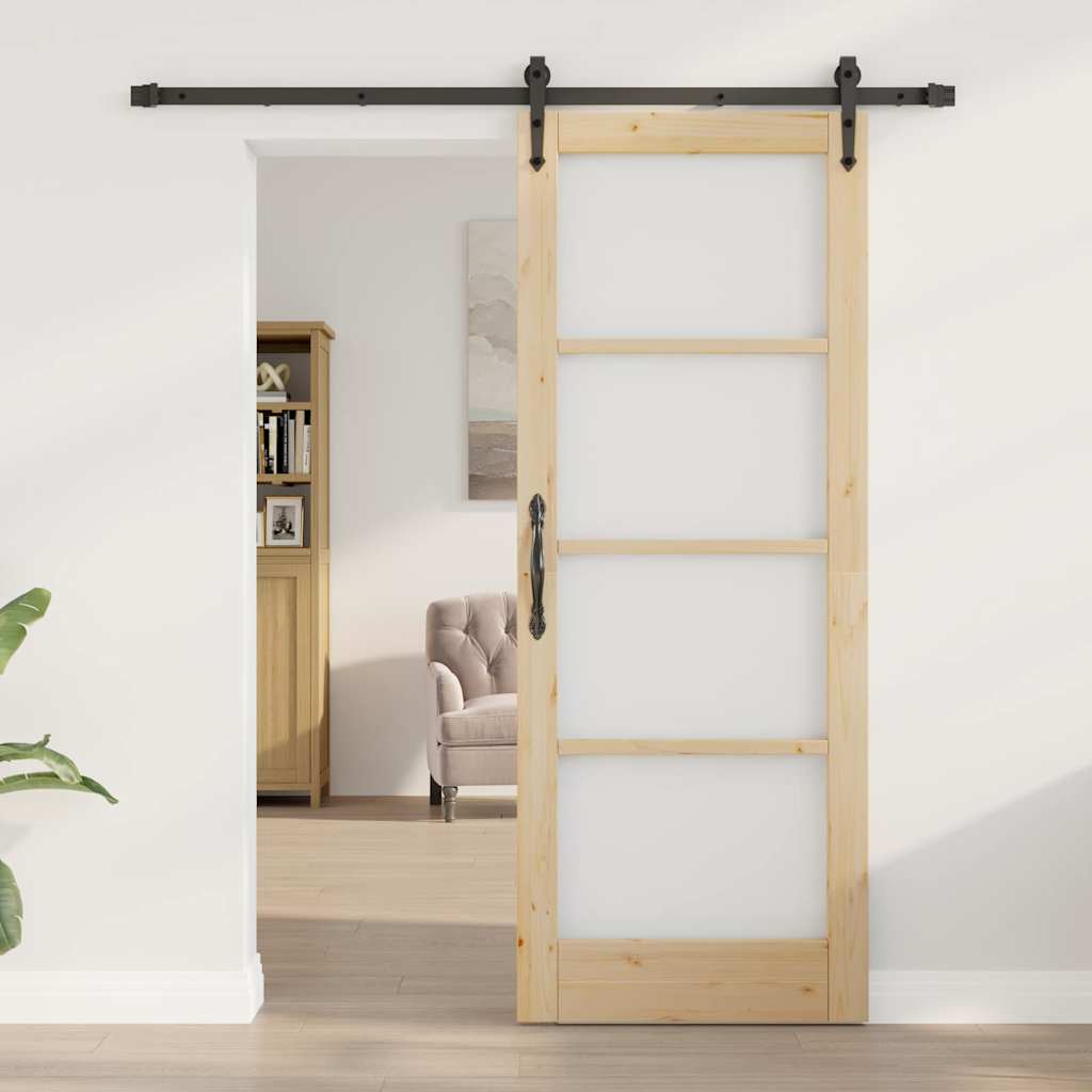 Sliding Door Manual Brown 78 x 202 cm Wood and metal