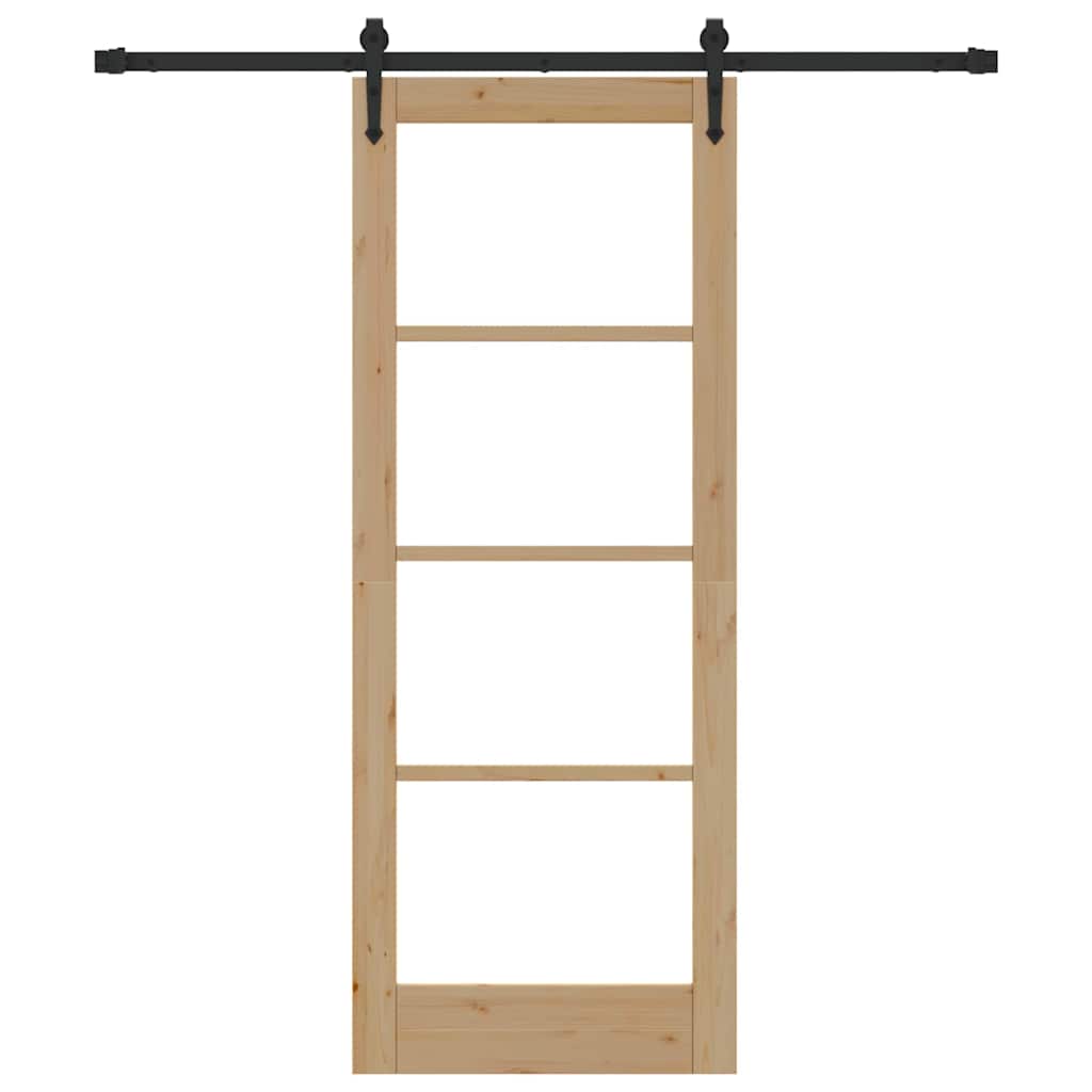 Sliding Door Manual Brown 78 x 202 cm Wood and metal
