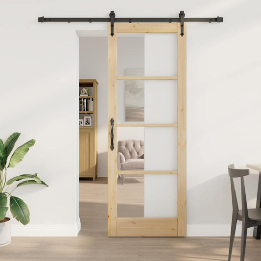 Sliding Door Manual Brown 78 x 211 cm Wood and metal