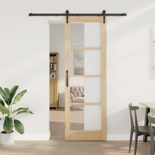 Sliding Door Manual Brown 78 x 232 cm Wood and metal