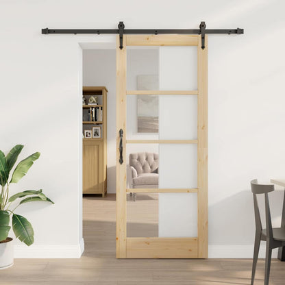 Sliding Door Manual Brown 83 x 202 cm Wood and metal