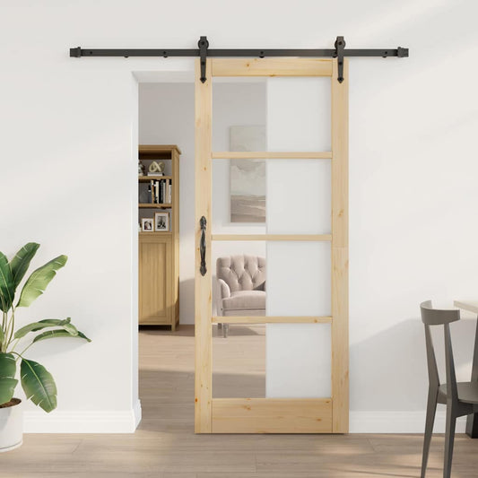 Sliding Door Manual Brown 83 x 202 cm Wood and metal