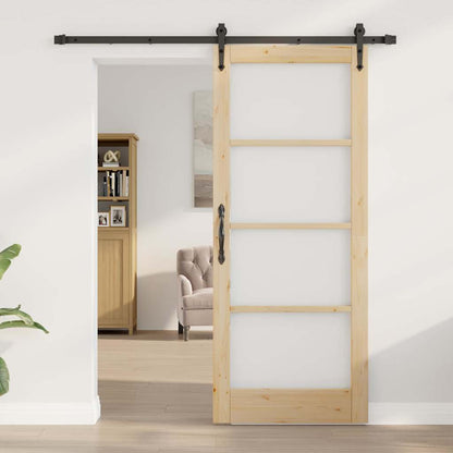 Sliding Door Manual Brown 83 x 202 cm Wood and metal
