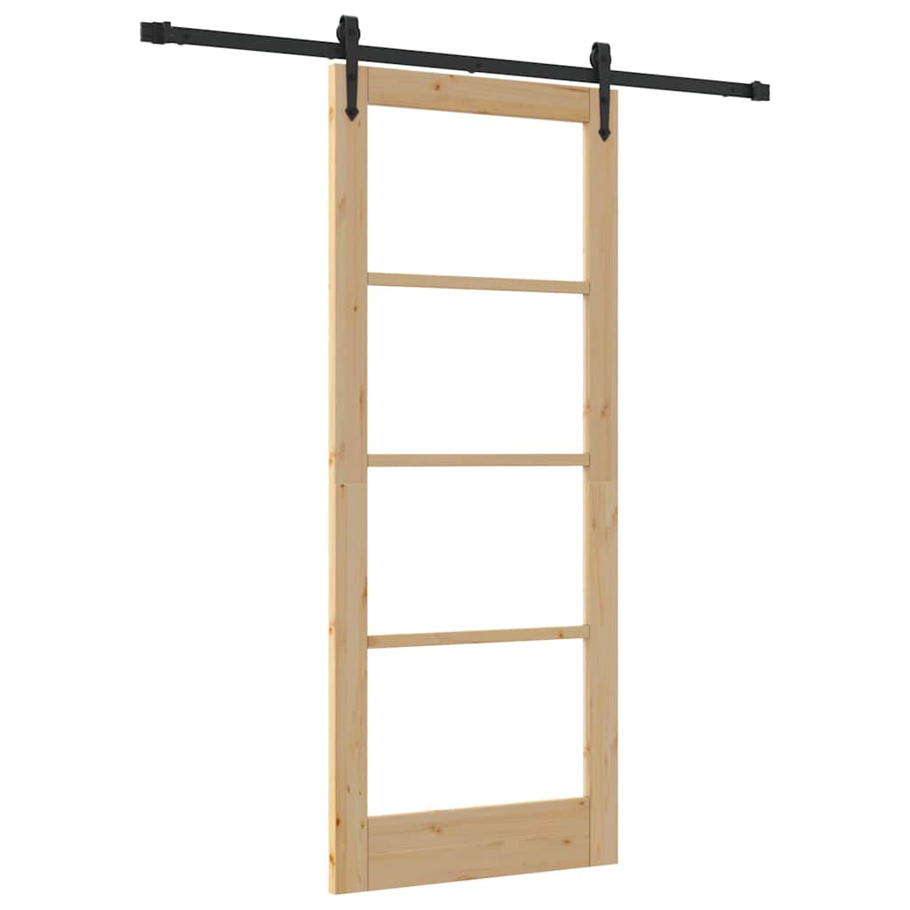 Sliding Door Manual Brown 83 x 202 cm Wood and metal