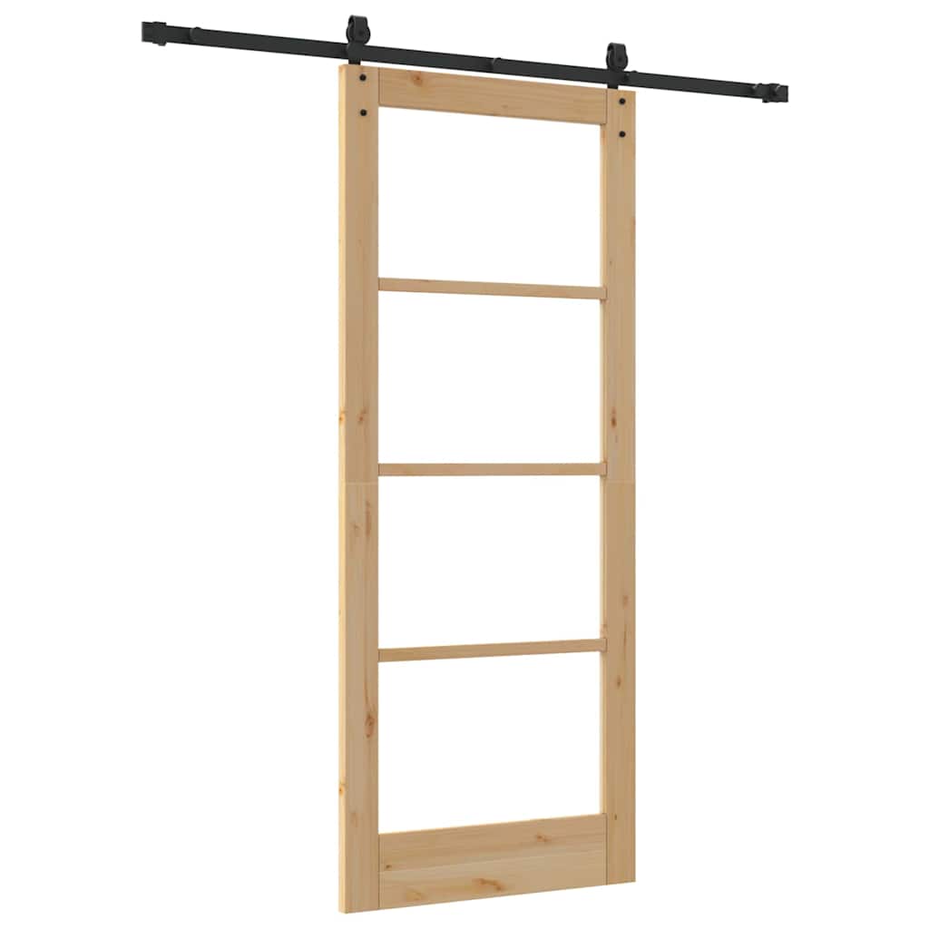 Sliding Door Manual Brown 83 x 202 cm Wood and metal