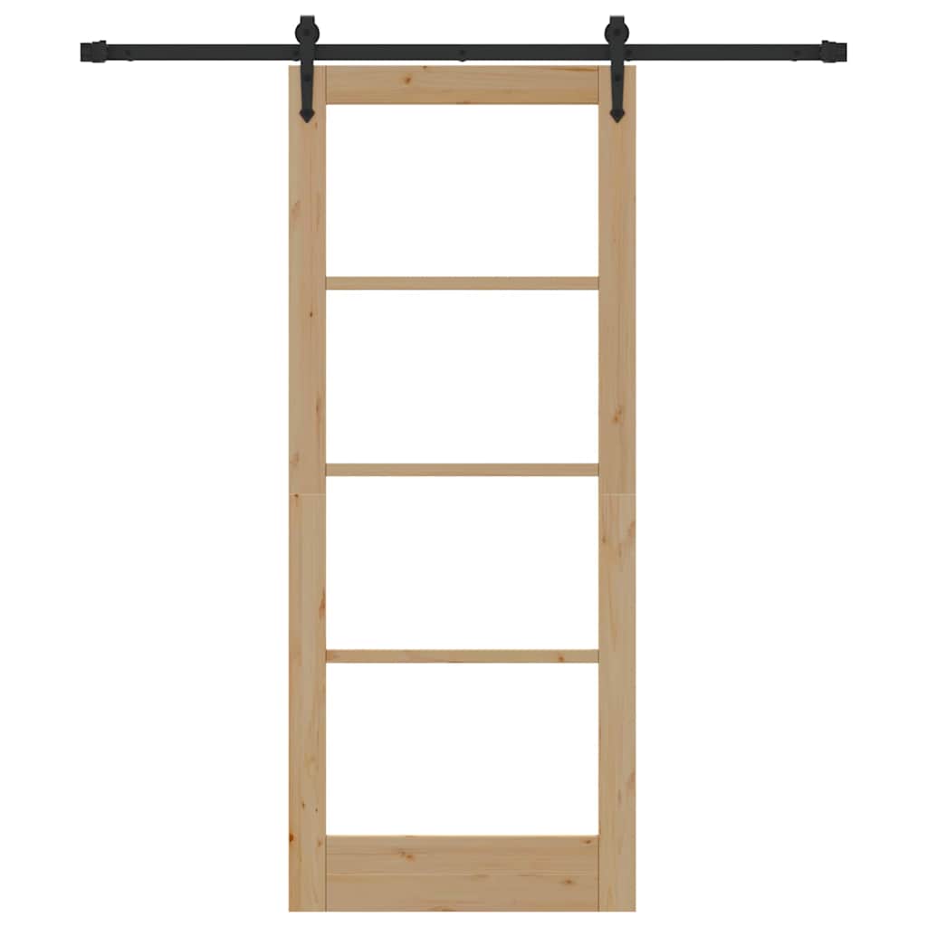 Sliding Door Manual Brown 83 x 202 cm Wood and metal