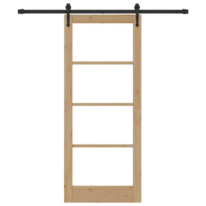 Sliding Door Manual Brown 83 x 202 cm Wood and metal