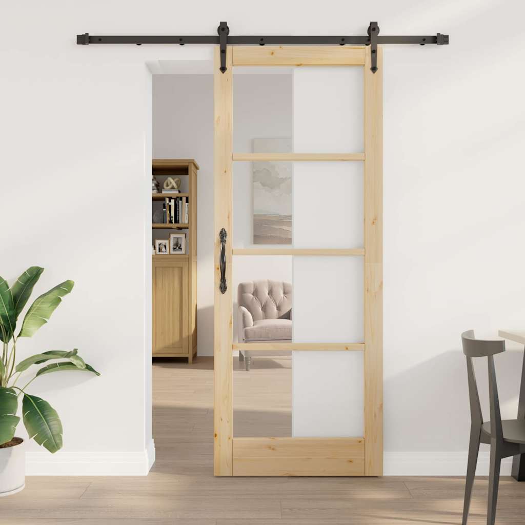 Sliding Door Manual Brown 83 x 211 cm Wood and metal
