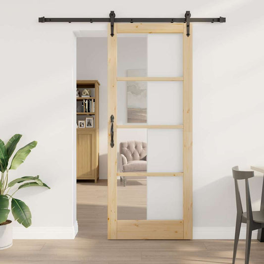 Sliding Door Manual Brown 83 x 211 cm Wood and metal
