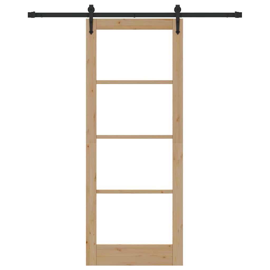 Sliding Door Manual Brown 83 x 211 cm Wood and metal