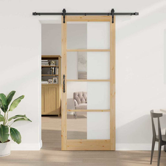 Sliding Door Manual Brown 83 x 232 cm Wood and metal