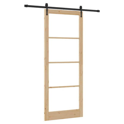Sliding Door Manual Brown 83 x 232 cm Wood and metal