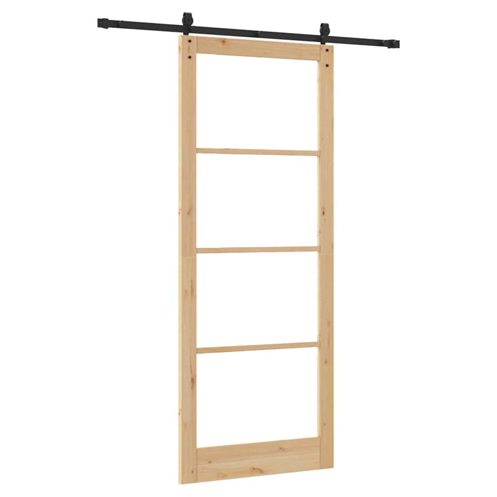 Sliding Door Manual Brown 83 x 232 cm Wood and metal