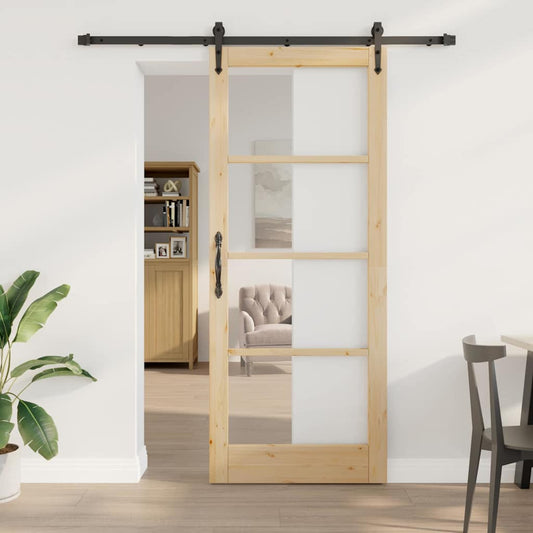 Sliding Door Manual Brown 86 x 211 cm Wood and metal