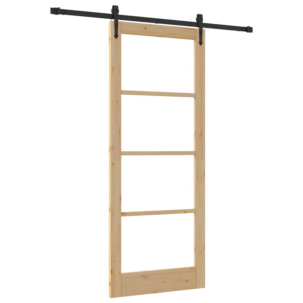 Sliding Door Manual Brown 86 x 211 cm Wood and metal