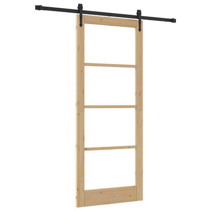 Sliding Door Manual Brown 86 x 211 cm Wood and metal