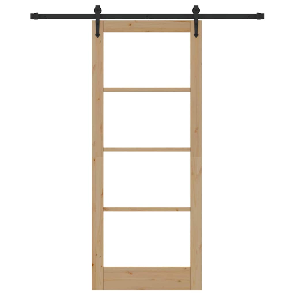 Sliding Door Manual Brown 86 x 211 cm Wood and metal
