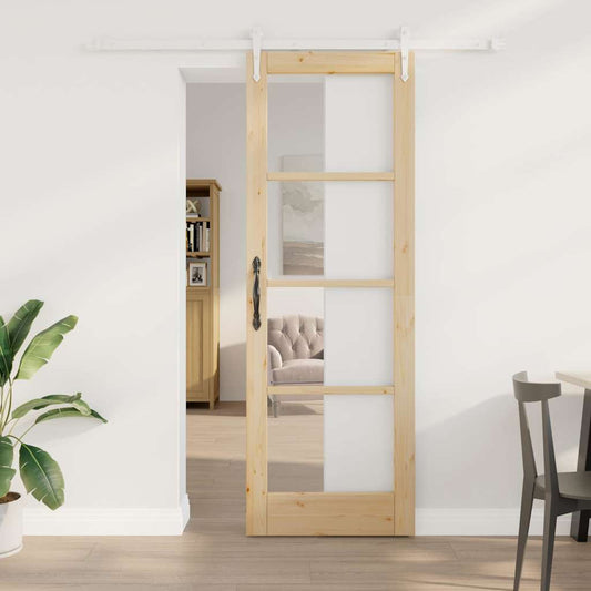 Sliding Door Manual Brown 73.5 x 211 cm Wood and metal