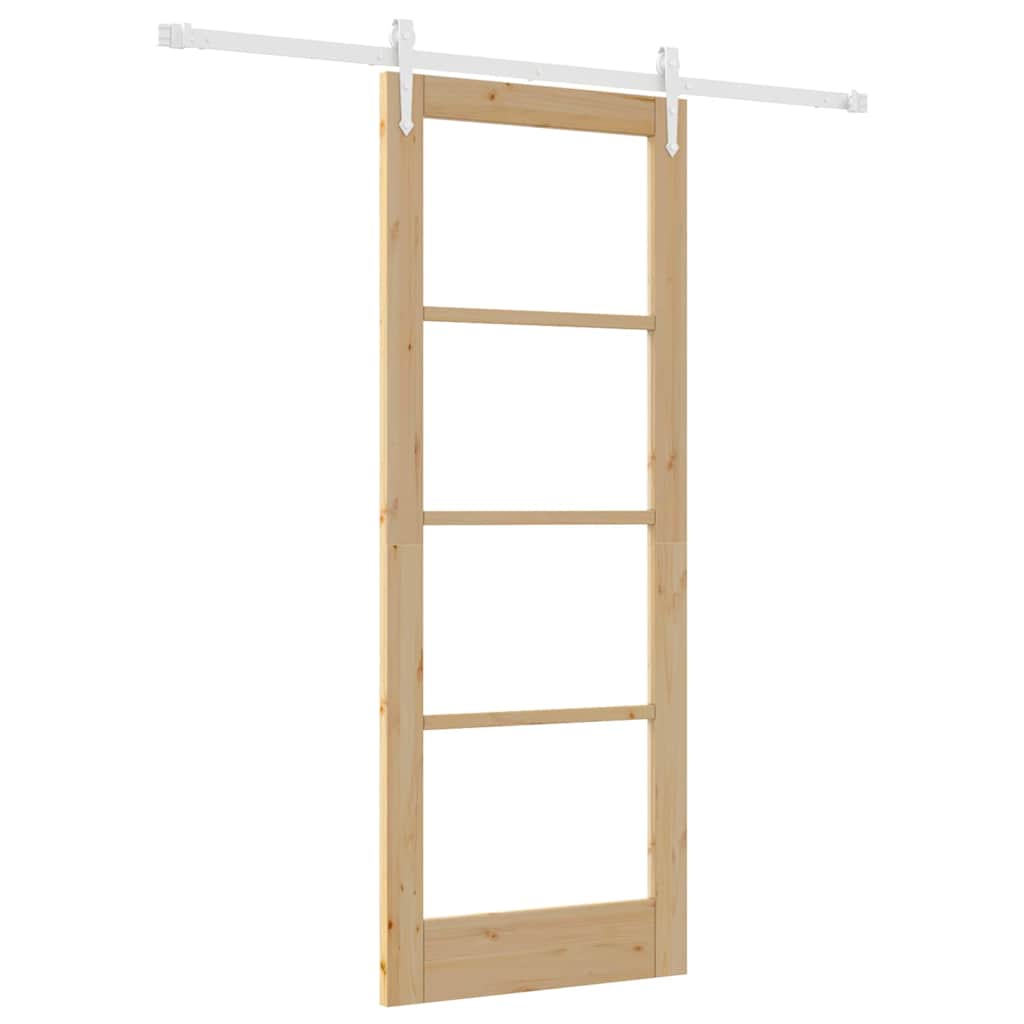 Sliding Door Manual Brown 78 x 202 cm Wood and metal