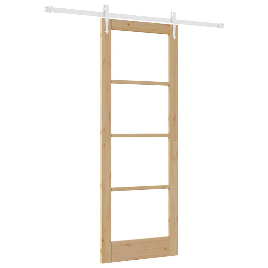 Sliding Door Manual Brown 78 x 211 cm Wood and metal