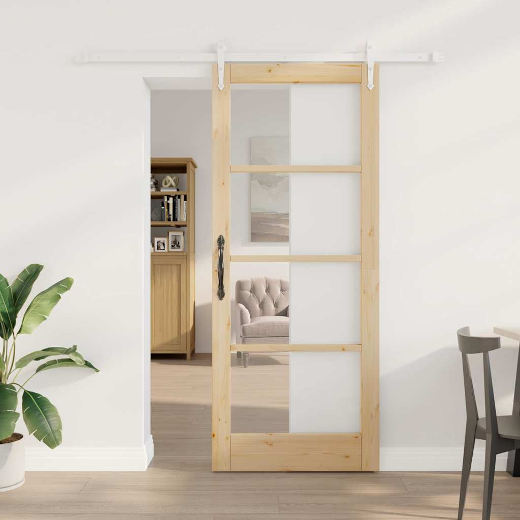 Sliding Door Manual Brown 83 x 202 cm Wood and metal