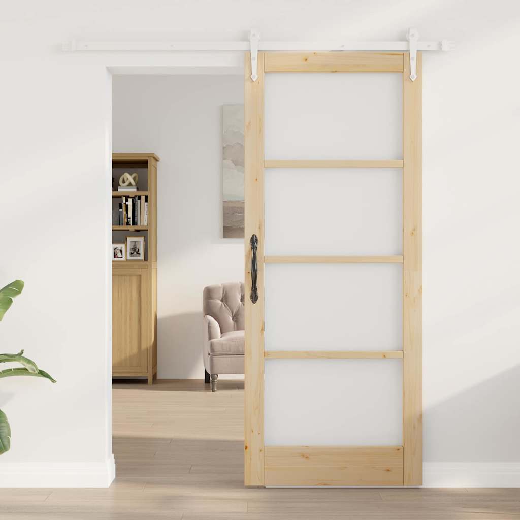 Sliding Door Manual Brown 83 x 202 cm Wood and metal