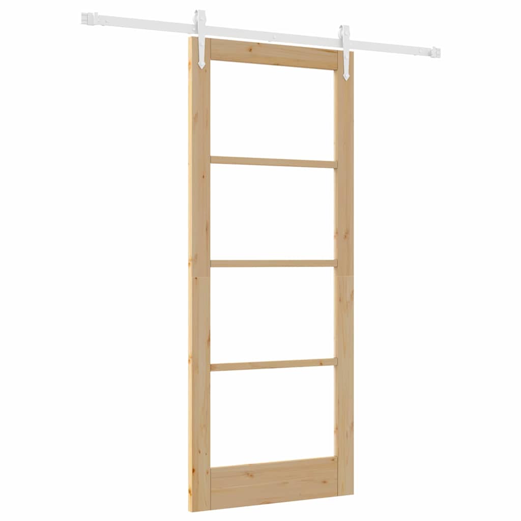 Sliding Door Manual Brown 83 x 202 cm Wood and metal