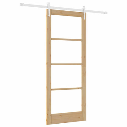 Sliding Door Manual Brown 83 x 202 cm Wood and metal