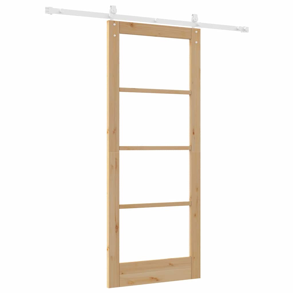 Sliding Door Manual Brown 83 x 202 cm Wood and metal