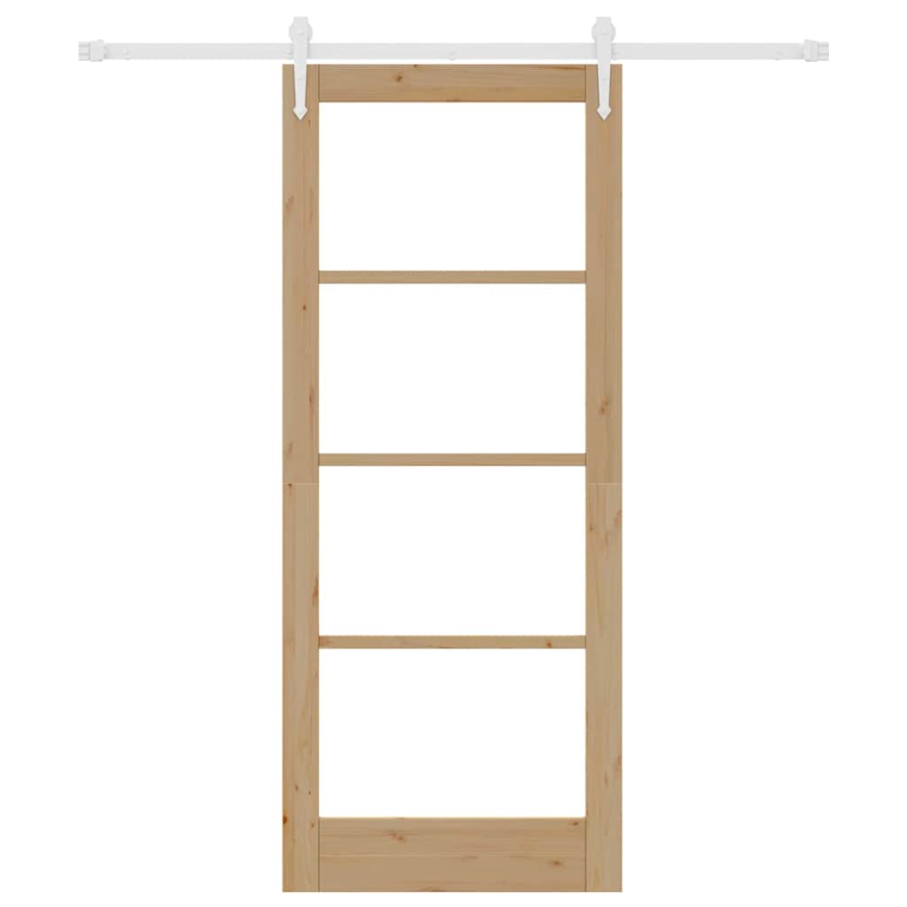 Sliding Door Manual Brown 83 x 202 cm Wood and metal