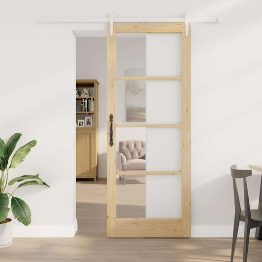 Sliding Door Manual Brown 83 x 211 cm Wood and metal