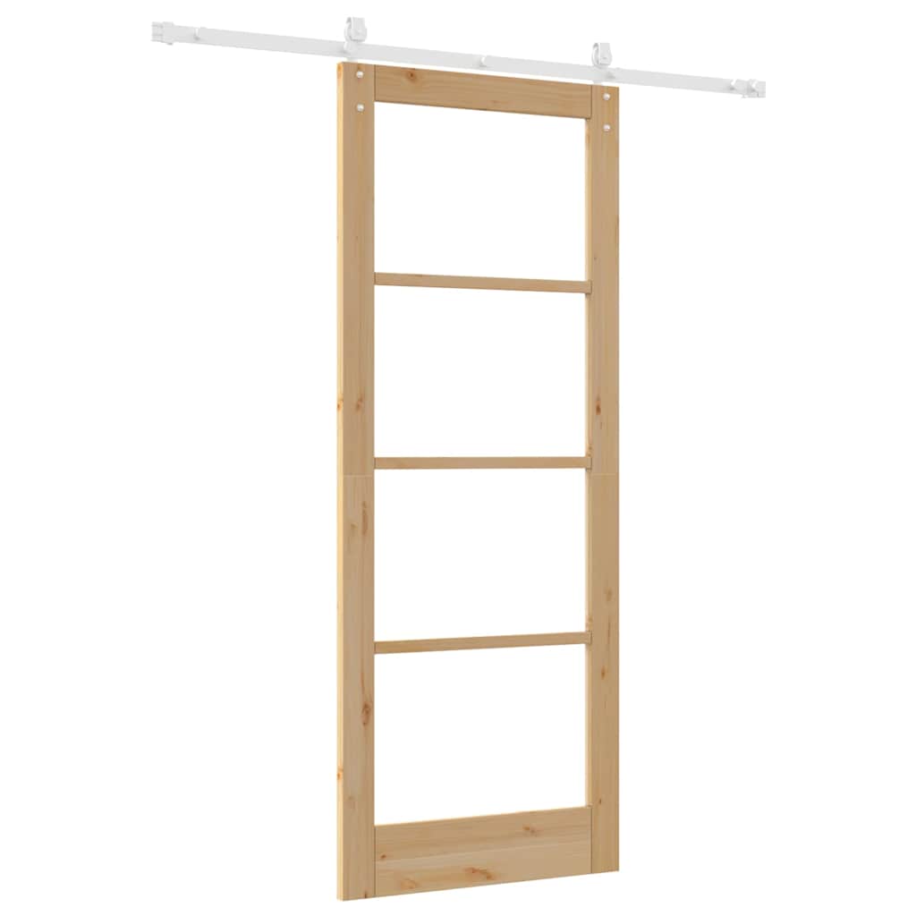 Sliding Door Manual Brown 83 x 211 cm Wood and metal