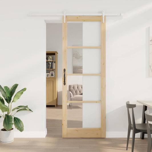 Sliding Door Manual Brown 83 x 232 cm Wood and metal