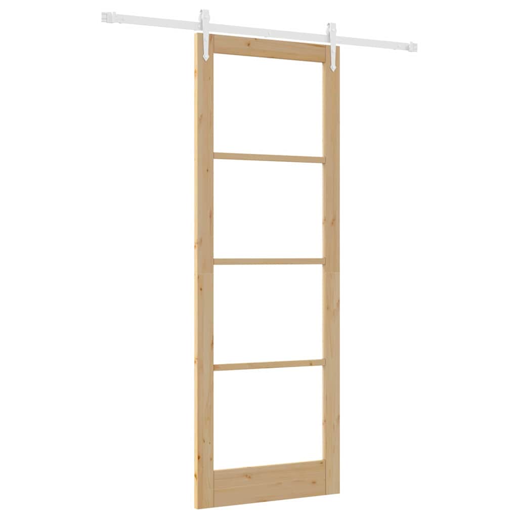 Sliding Door Manual Brown 83 x 232 cm Wood and metal