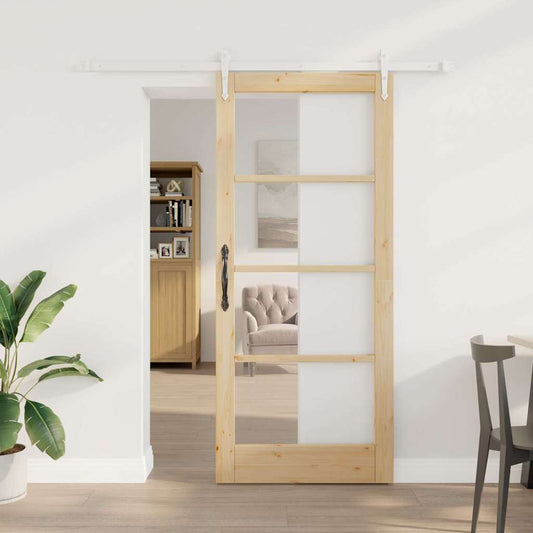 Sliding Door Manual Brown 86 x 198.5 cm Wood and metal