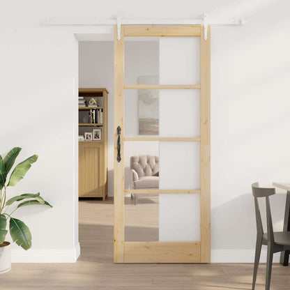 Sliding Door Manual Brown 86 x 211 cm Wood and metal