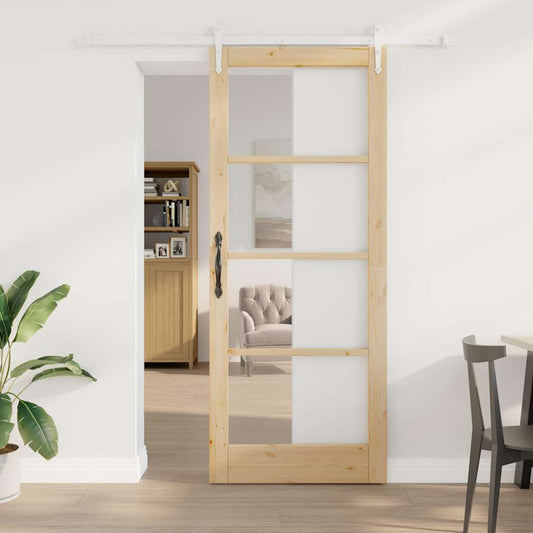 Sliding Door Manual Brown 86 x 211 cm Wood and metal