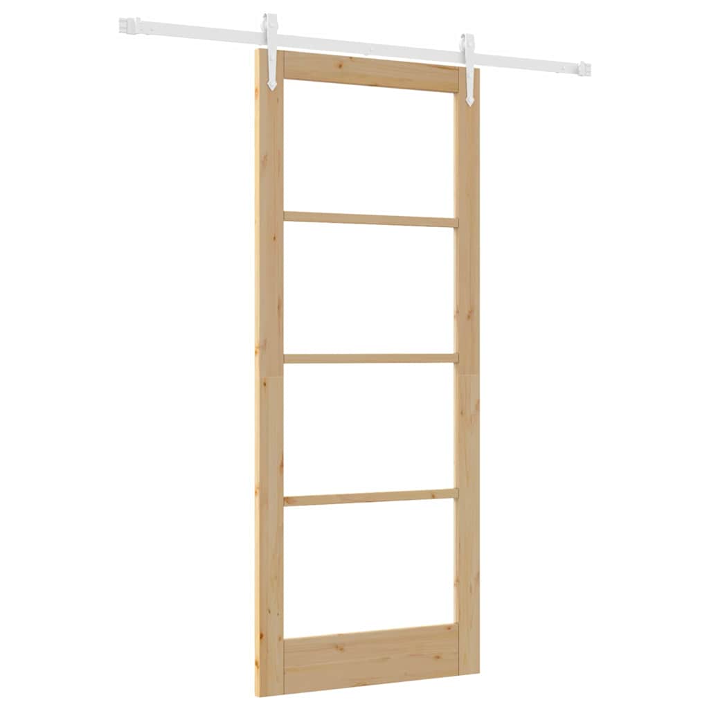 Sliding Door Manual Brown 86 x 211 cm Wood and metal