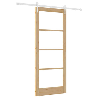 Sliding Door Manual Brown 86 x 211 cm Wood and metal
