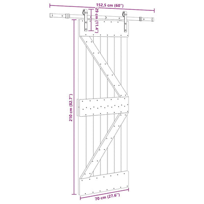 Sliding Door with Hardware Set 70x210 cm Solid Wood Pine