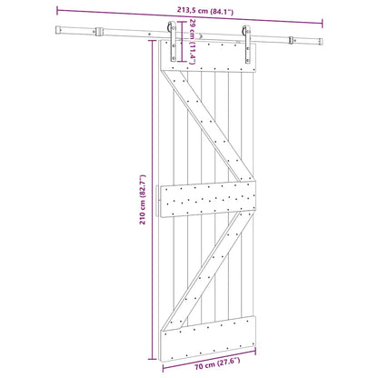 Sliding Door with Hardware Set 70x210 cm Solid Wood Pine