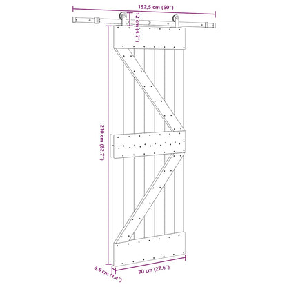 Sliding Door with Hardware Set 70x210 cm Solid Wood Pine