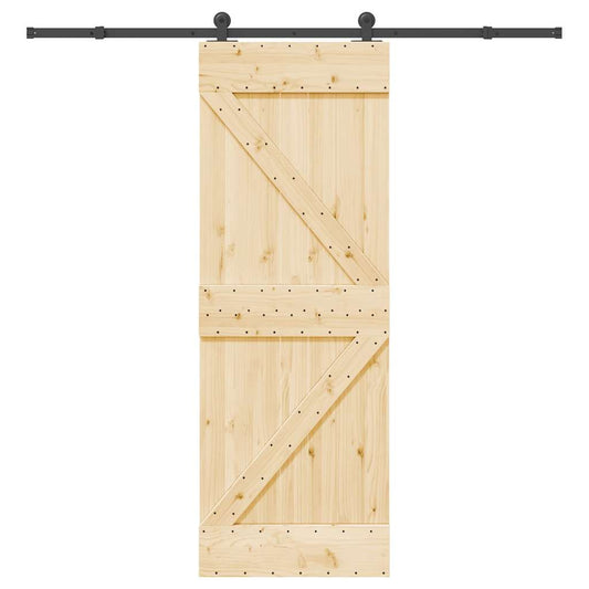 Sliding Door with Hardware Set 70x210 cm Solid Wood Pine