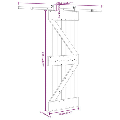 Sliding Door with Hardware Set 70x210 cm Solid Wood Pine