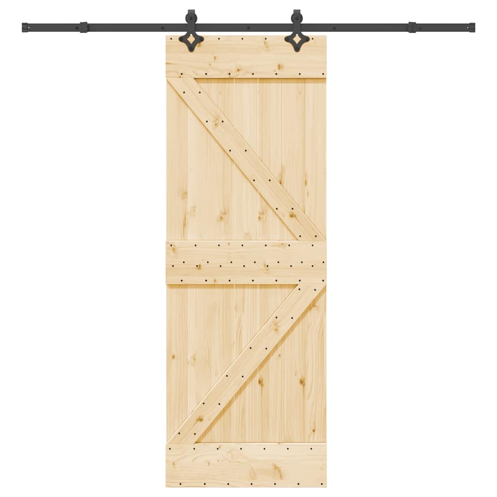 Sliding Door with Hardware Set 70x210 cm Solid Wood Pine